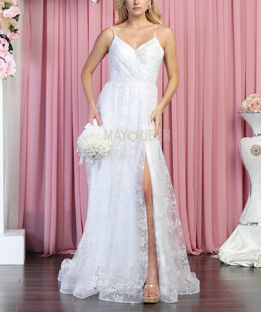 COPY - White glitter floral pattern wedding dress, bridal gown